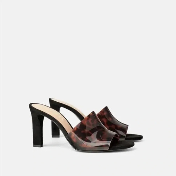 Zara Open-Toes High-Heeled Mules | Tortoiseshell | Size 39 /  8 - Picture 1 of 10